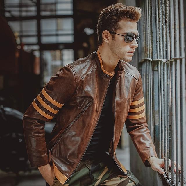 Casual Slim Men's Genuine Pigskin Leather Biker Motorcycle Winter Jackets - SolaceConnect.com
