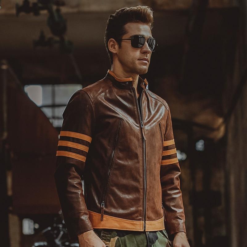 Casual Slim Men's Genuine Pigskin Leather Biker Motorcycle Winter Jackets - SolaceConnect.com