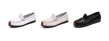 Casual Spring Autumn Fashion Women's Genuine Leather Flats Slip-on Loafers - SolaceConnect.com