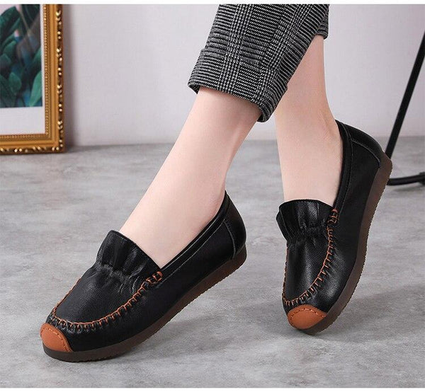 Casual Spring Autumn Fashion Women's Genuine Leather Flats Slip-on Loafers  -  GeraldBlack.com