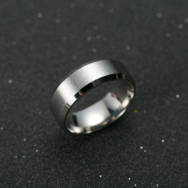 Casual Stainless Steel 8mm Shiny Black Color Fashion Ring - SolaceConnect.com