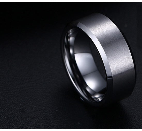 Casual Stainless Steel 8mm Shiny Black Color Fashion Ring  -  GeraldBlack.com