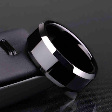 Casual Stainless Steel 8mm Shiny Black Color Fashion Ring  -  GeraldBlack.com