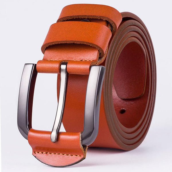 Casual Style Designer Men's Genuine Leather Simple Design Pin Buckle Belt  -  GeraldBlack.com