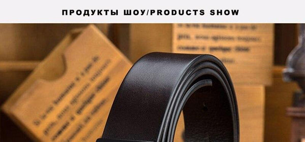 Cowskin Trousers Belts Cowhide Men Male Black Blank Smooth Buckle Men's 3.3cm Wide Belt for NCK601 - SolaceConnect.com