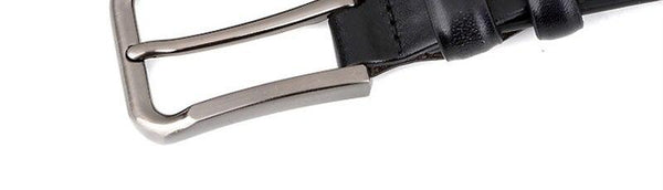 Mens Retro Styles Accessories Pure Cow Genuine Leather Seams Belts Pin Buckle Metal Belt for Male - SolaceConnect.com