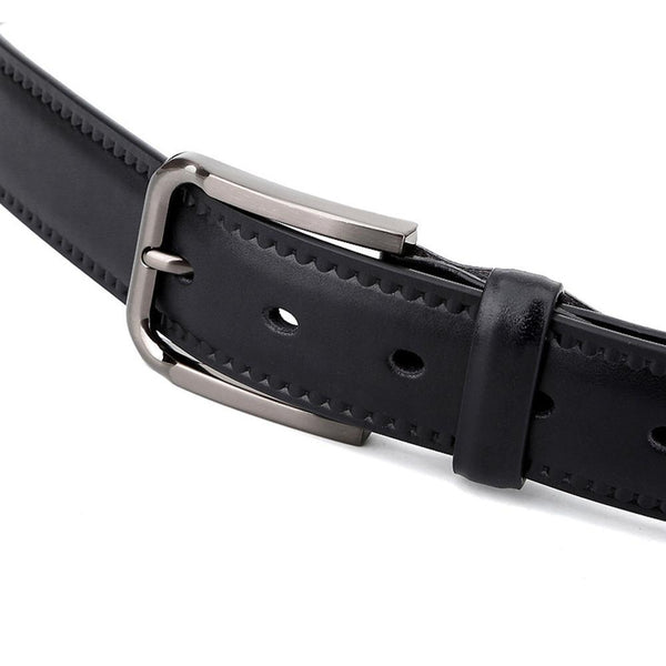 Mens Retro Styles Accessories Pure Cow Genuine Leather Seams Belts Pin Buckle Metal Belt for Male - SolaceConnect.com