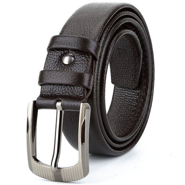 Casual Style Men's Solid Soft Cow Skin Leather Alloy Metal Pin Buckle Belt  -  GeraldBlack.com