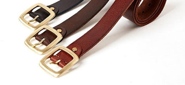 Solid 100% Mens Genuine Leather Belts with Brass Pin Buckle Metal Accessories for Men Wide Jeans - SolaceConnect.com