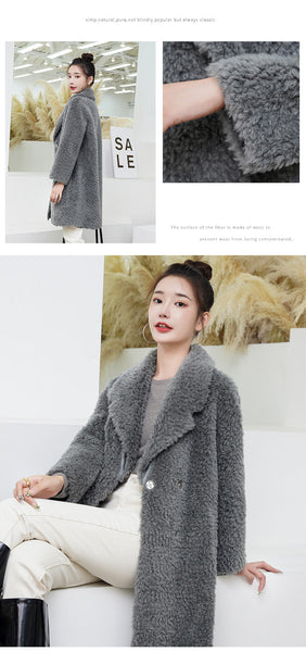 Casual Style Real Wool Women's Shearling Coat Jacket for Autumn and Winter  -  GeraldBlack.com