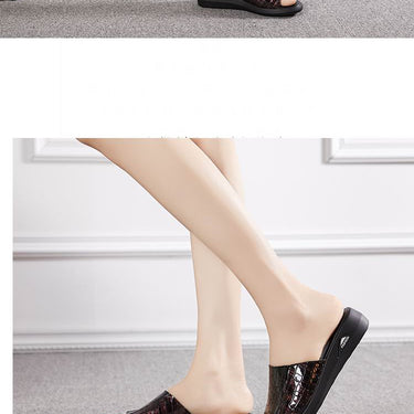 Casual Summer Style Genuine Leather Solid Wedges Flip Slipper for Women  -  GeraldBlack.com