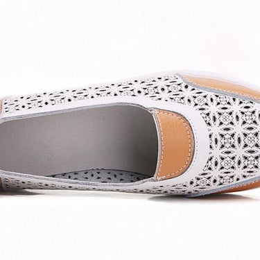 Casual Summer Women's Genuine Leather Cutout Slip-on Flats Loafers - SolaceConnect.com