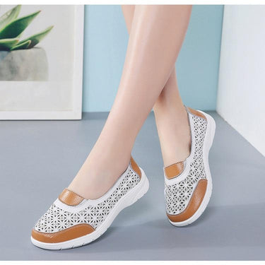 Casual Summer Women's Genuine Leather Cutout Slip-on Flats Loafers  -  GeraldBlack.com