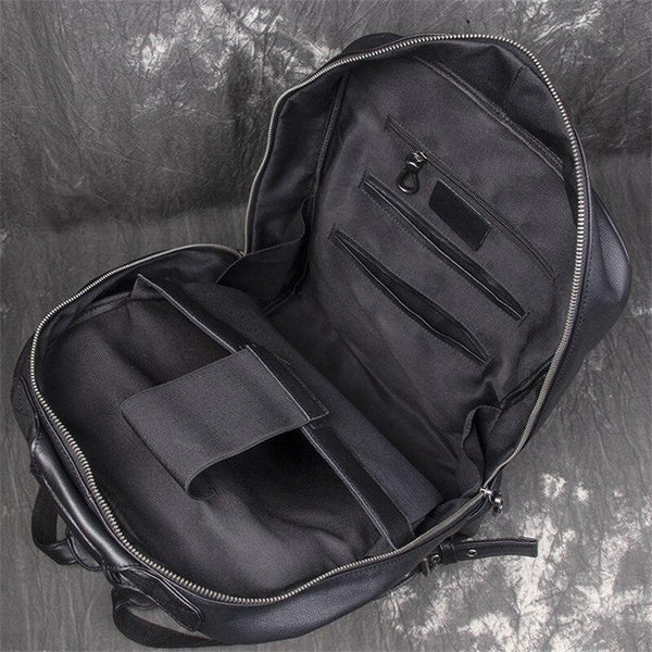 A4 Coffee Black Genuine Leather 14'' 15.6'' Laptop Women Men Backpack Cowhide Travel Bag M1003 - SolaceConnect.com