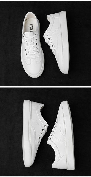 Casual Unisex Solid White Lace-up Sewing Breathable Comfortable Shoes  -  GeraldBlack.com
