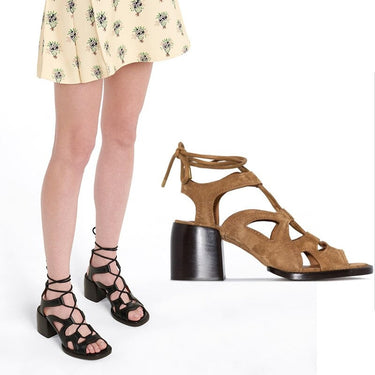 Casual Vintage Hollow-out Lace-up Chunky Heels Gladiator Size 8 Sandals for Women on Clearance  -  GeraldBlack.com