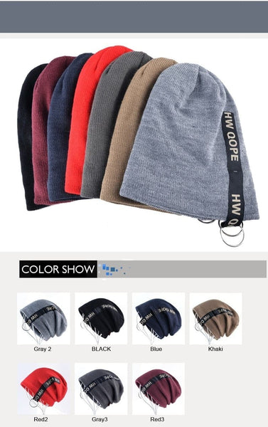 Casual Warm Knitted caps With Rings Skullies for Men Women - SolaceConnect.com