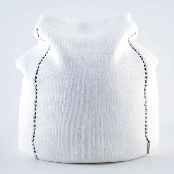 Casual Warm Winter Knitted Beanie Hats with Rhinestones for Women - SolaceConnect.com