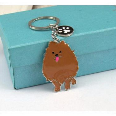 Casual White and Brown Pomeranian Dog Pet Keychain Gift for Women - SolaceConnect.com