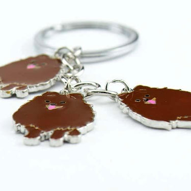 Casual White and Brown Pomeranian Dog Pet Keychain Gift for Women - SolaceConnect.com