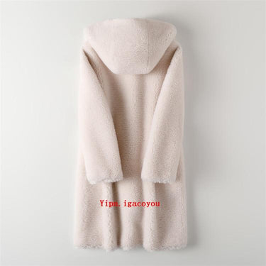 Casual Winter Korean Women's Sheep Shearling Wool Hooded Coat & Jackets  -  GeraldBlack.com