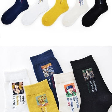 Casual Women Cotton Socks with Abstract Vintage Van Gogh Painting Art Print - SolaceConnect.com