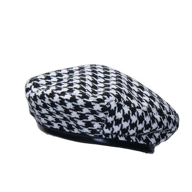 Casual Women's French Style Plaid Houndstooth Pattern Beret Hat  -  GeraldBlack.com