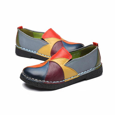 Casual Women's Genuine Leather Mixed Colorful Non-Slip-on Flats Loafers  -  GeraldBlack.com