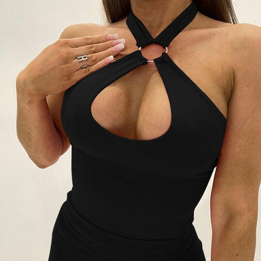 Casual Women's Hollow Out Sleeveless Backless Slim Crop Top Halter Top - SolaceConnect.com