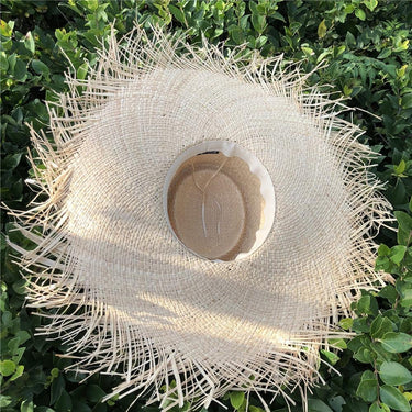 Casual Women's Soft Straw Big Wide Brim 20cm Oversized Beach Sun Shade Hat - SolaceConnect.com