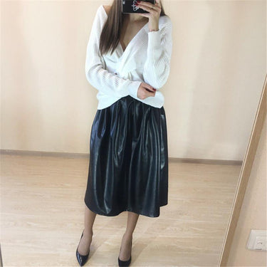 Casual Women's Spring Autumn Solid High Waist Long Pleated Maxi Skirt - SolaceConnect.com
