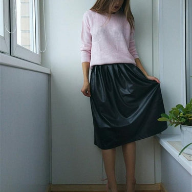 Casual Women's Spring Autumn Solid High Waist Long Pleated Maxi Skirt - SolaceConnect.com