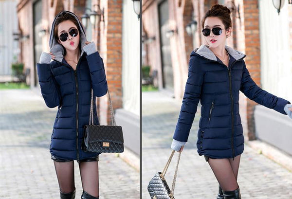Casual Women's Winter Warm Slim Plus Size Cotton Padded Basic Jacket - SolaceConnect.com