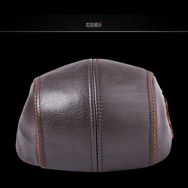 Casual Young Adult Warm Genuine Cowhide Leather Adjustable Hats for Men - SolaceConnect.com