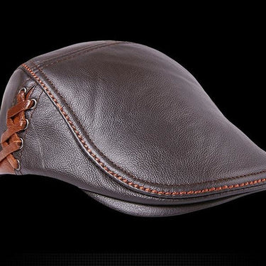 Casual Young Adult Warm Genuine Cowhide Leather Adjustable Hats for Men - SolaceConnect.com