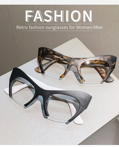 Cat Eye Women Glasses Frame Fashion Oversized Semi-rim Eyeglasses Trendy Ultralight Design Eyewear  -  GeraldBlack.com
