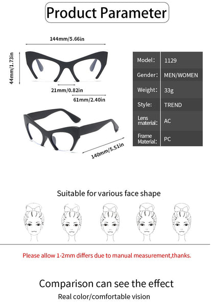 Cat Eye Women Glasses Frame Fashion Oversized Semi-rim Eyeglasses Trendy Ultralight Design Eyewear  -  GeraldBlack.com