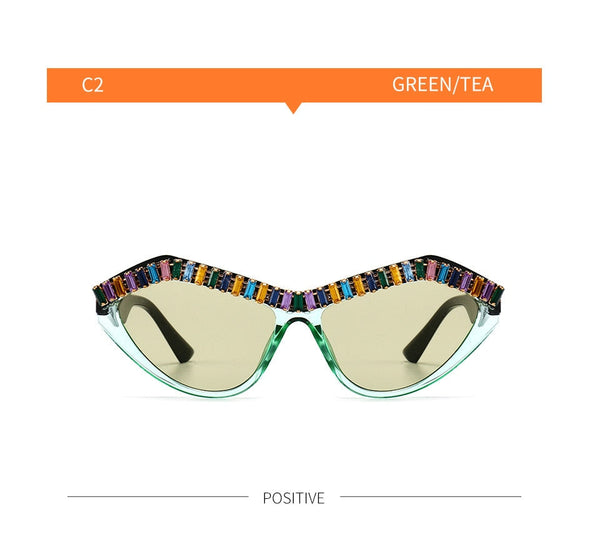 Cat Eyes CZ Diamond Designer Sparkling Sunglasses For Women Rhinestone Bling Sun Glasses  -  GeraldBlack.com