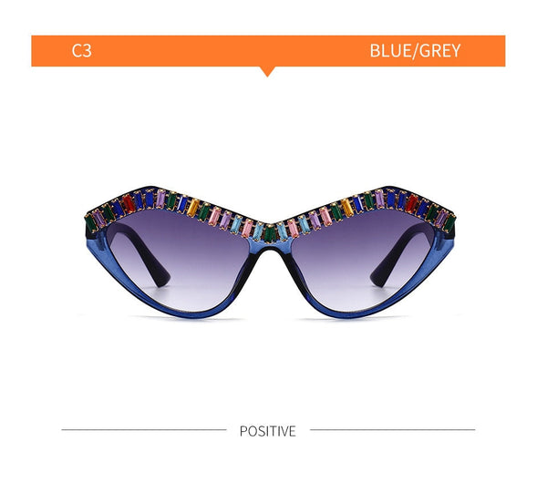 Cat Eyes CZ Diamond Designer Sparkling Sunglasses For Women Rhinestone Bling Sun Glasses  -  GeraldBlack.com