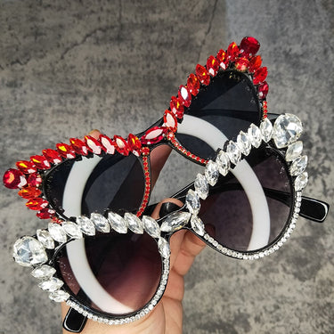 Cat Eyes Red White Diamond Women's Sunglasses Luxury Designer Crystal For Ladies  -  GeraldBlack.com