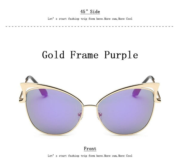 Cateye Flat Pantos Shape Rose Gold Metal Frame Unisex Sunglasses  -  GeraldBlack.com