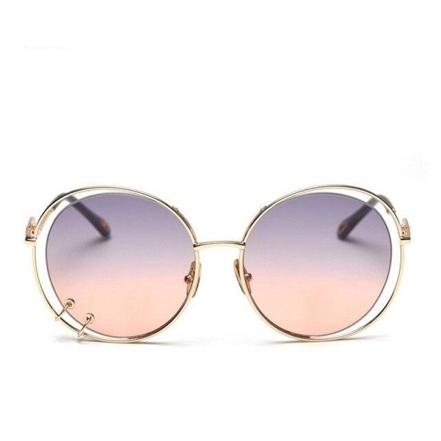 Celebrity Luxury Style Round Sunglasses for Women with Designer Lens - SolaceConnect.com