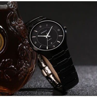 Ceramic Quartz Watch Unisex Dress Wristwatch Sapphire Crystal Calendar Clock Couple Watches Waterproof  -  GeraldBlack.com
