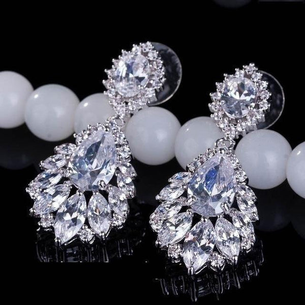Chandelier AAA Cubic Zirconia Long Big Crystal Bridal Dangle Drop Earring - SolaceConnect.com