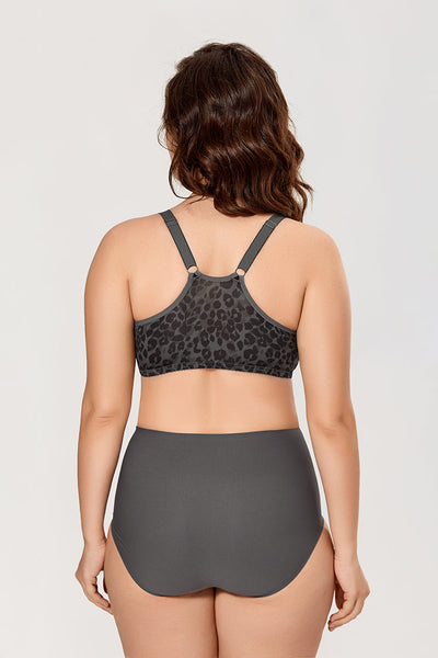Charcoal Panthera Front-Closure Plus Size Unlined Seamless Bra for Women  -  GeraldBlack.com