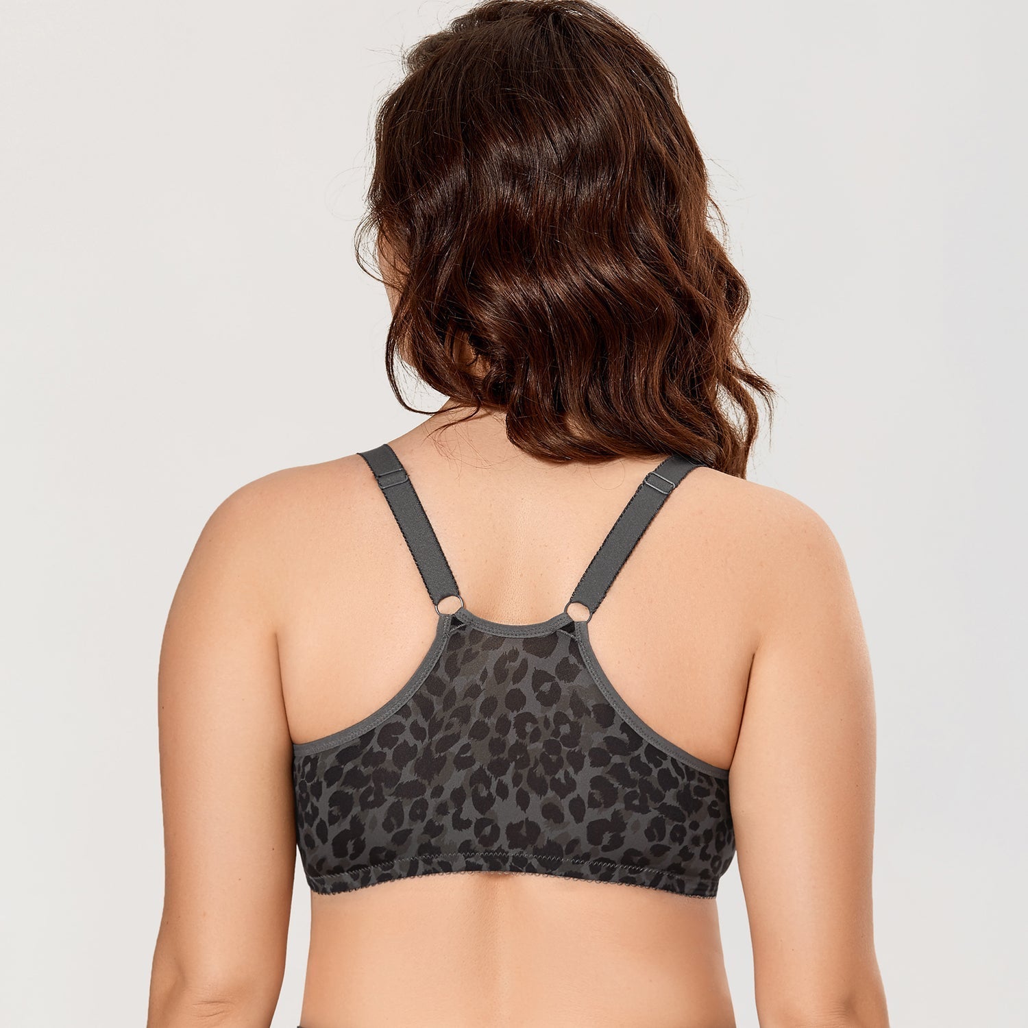 Charcoal Panthera Front-Closure Plus Size Unlined Seamless Bra for Women  -  GeraldBlack.com