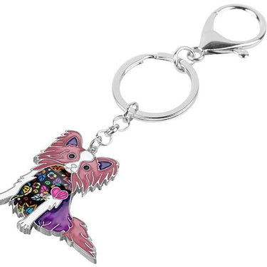 Charm Papillon Dog Animal Alloy Enamel Key Chains Jewelry for Women - SolaceConnect.com