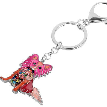 Charm Papillon Dog Animal Alloy Enamel Key Chains Jewelry for Women - SolaceConnect.com