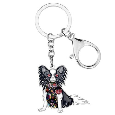 Charm Papillon Dog Animal Alloy Enamel Key Chains Jewelry for Women  -  GeraldBlack.com