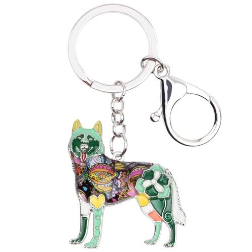 Charm Siberian Husky Dog Enamel Key Chain Key Ring Jewelry for Women  -  GeraldBlack.com
